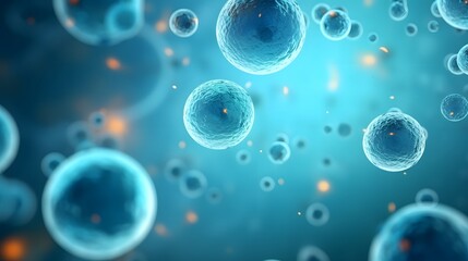 human cells in a blue background.