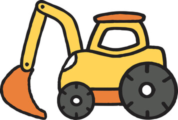 Toy Car Cartoon Illustration Construction Vehicle Excavator