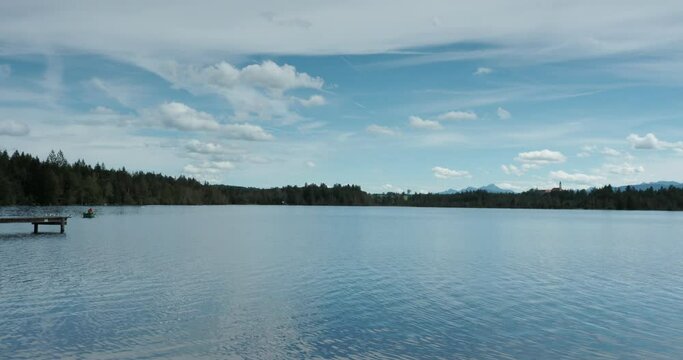 Kirchsee, small bog lake near Sachsenkam and  the Reutberg monastery in Upper Bavaria attracts with peace and rustic fishing spots