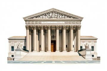 US Supreme court building, isolated, cut out background. Generative AI