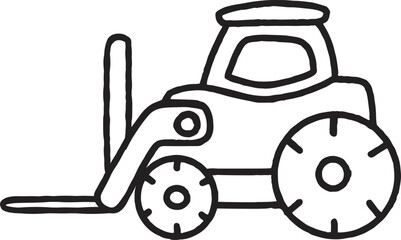 Outline Toy Car Cartoon Illustration Construction Vehicle Folklift