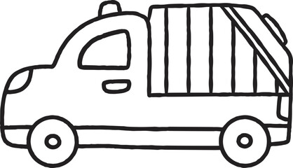 Outline Toy Car Cartoon Illustration Gabage Truck