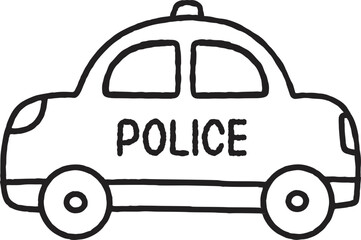 Outline Toy Car Cartoon Illustration Rescue Police Car