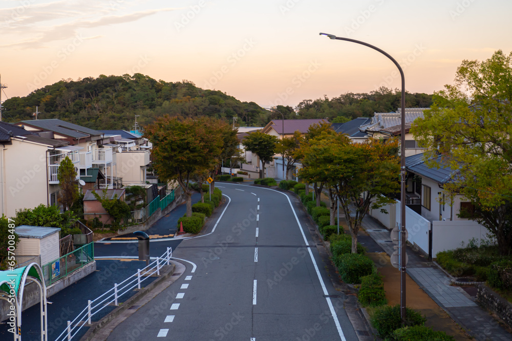 Sticker 夕暮れ時の住宅街