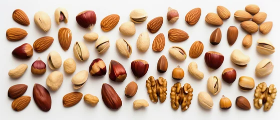 Fotobehang Edible nuts collection. Generative artificial intelligence © michalsen