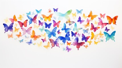 Fototapeta na wymiar Colorful small butterfly watercolor illustration on white background AI Generated art