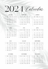 2024 Calendar Ready TO PRINT - Background  - obrazy, fototapety, plakaty