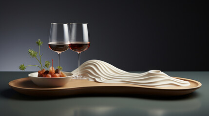Tableware with intricate wave patterns, invoking a sense of fluidity