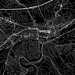 1:1 square aspect ratio vector road map of the city of  Pforzheim in Germany with white roads on a black background.