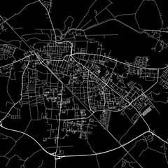 1:1 square aspect ratio vector road map of the city of  Greifswald in Germany with white roads on a black background.