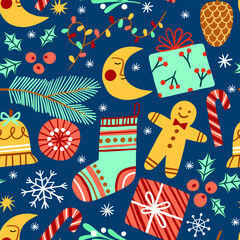 Christmas vector seamless pattern hand drawn texture