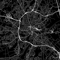 1:1 square aspect ratio vector road map of the city of  Oldenburg in Germany with white roads on a black background.