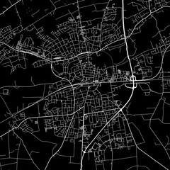 1:1 square aspect ratio vector road map of the city of  Lippstadt in Germany with white roads on a black background.