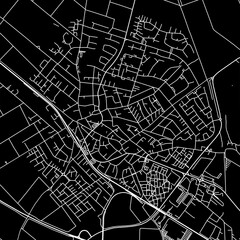 1:1 square aspect ratio vector road map of the city of  Pulheim in Germany with white roads on a black background.