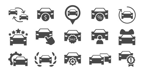 Dealership car vector icons set
