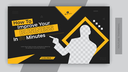 
Business thumbnail design for any videos. Business improve video thumbnail and web banner template. Video cover photo template for social media. Attractive thumbnail design