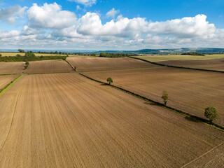 Aerial view of agricultural land in North Yorkshire - England
