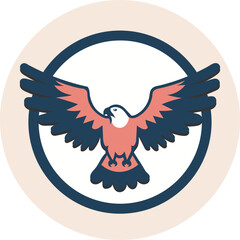 Simple bald eagle logo, screen print, flat vector illustration