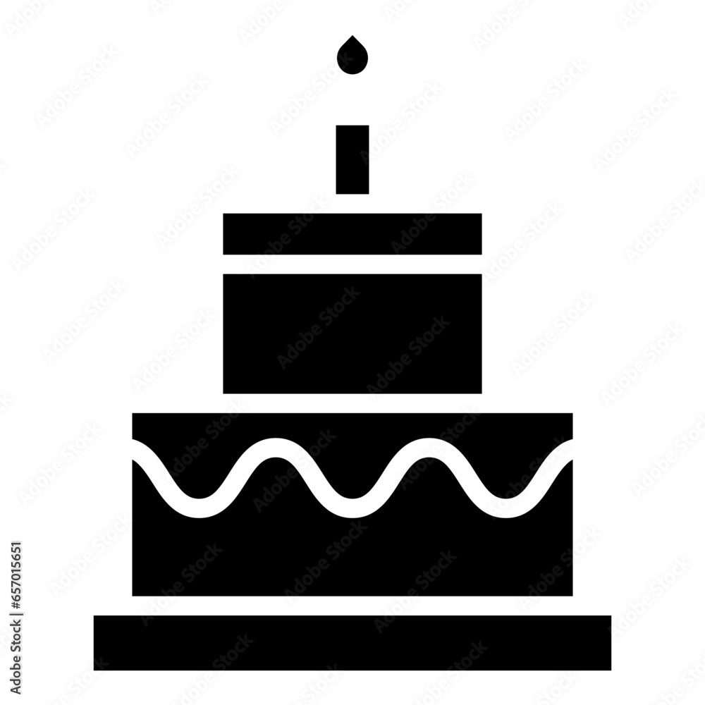 Sticker solid valentine cake icon