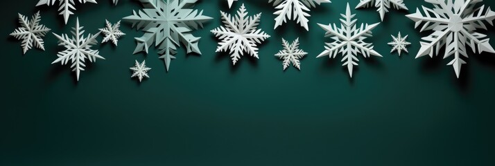 Snowflakes crafted from paper displayed on a verdant green surface