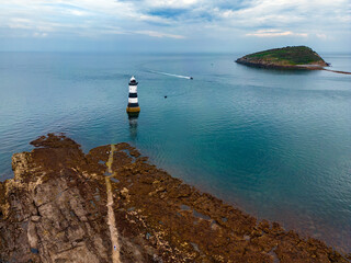 Puffin Island and Penmon Lighthouse on the island of Anglesey - North Wales