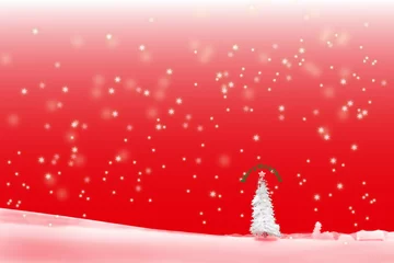 Foto op Plexiglas 雪の降るクリスマスのイメージ/赤黒 © tabiko