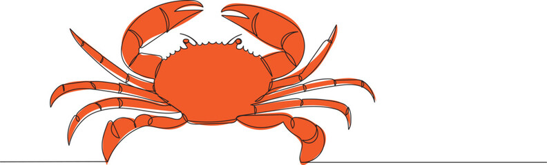 crab drawing continuous line, sketch, on a white background, vector © zolotons