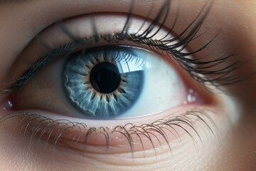Naklejka premium Woman's eye with lashes close up