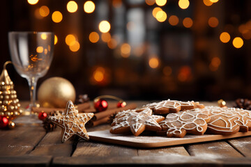 Fototapeta premium christmas tree decorations, santa claus with gifts, snowman in the snow, christmas gift boxes 