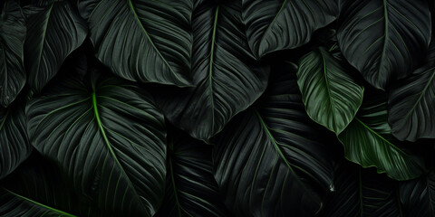Fototapeta premium Textures of abstract gigantic dark green leaves