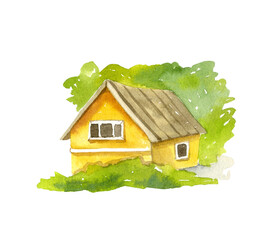 Obraz na płótnie Canvas Watercolor cute house. Hand-drawn illustration isolated on the white background