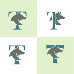 Initials Logo Design Alphabet Letter T I Wolf Logo Design Concept