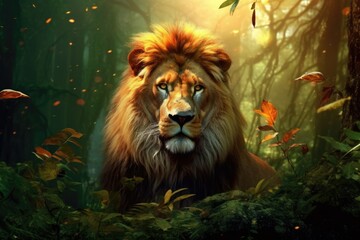 Lion in the jungle