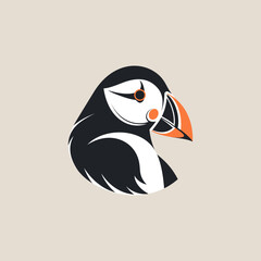 Vector simple minimalistic puffin bird logo design.