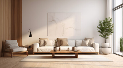 Fototapeta na wymiar Modern interior design of apartment living room