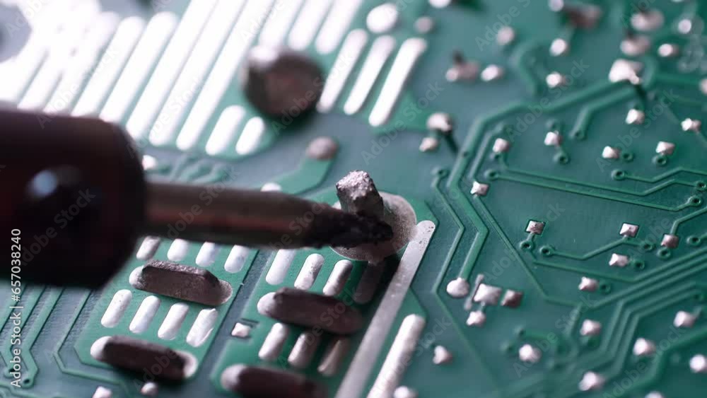 Poster the engineer replaced the ic transistor with a soldering iron on the electrical circuit pcb board to