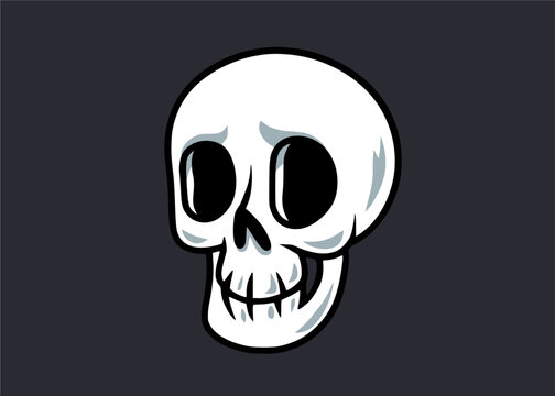 Clean and Sleek White Skull Vintage Cartoon Vector Illustration Isolated 