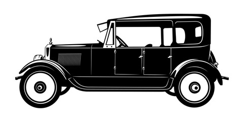 Vintage Retro Car of 20s. Vector silhouette isolated on white.
