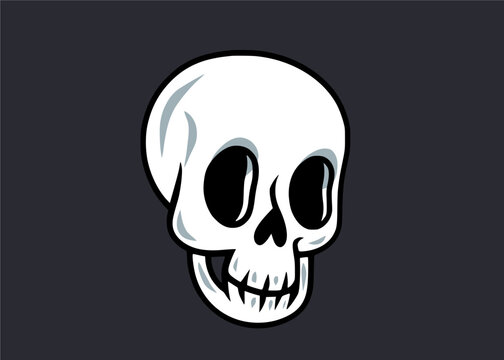 Clean and Sleek White Skull Vintage Cartoon Vector Illustration Isolated 