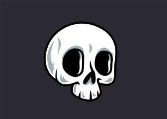 Clean and Sleek White Skull Vintage Cartoon Vector Illustration Isolated 