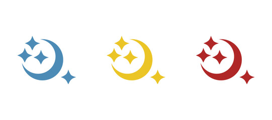 moon and stars icon on white background, vector illustration