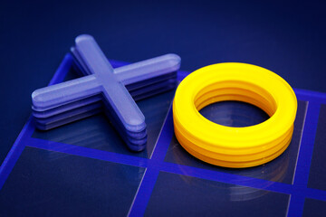 Tic-tac-toe game figures on the playing field.