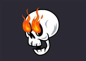 Clean and Sleek Flamed Skull Vintage Cartoon Vector Illustration 