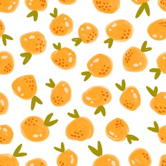 Cute Little Oranges Fruit Seamless Pattern
