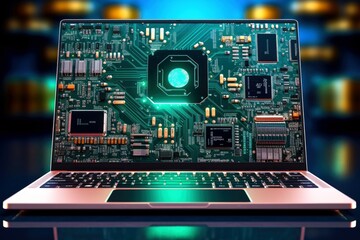 Fototapeta premium Mockup of beautiful laptop with multicolor background