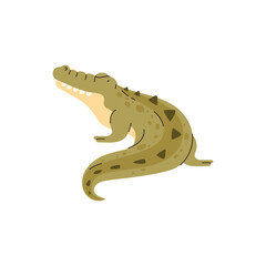 Cute funny alligator or crocodile flat style, vector illustration
