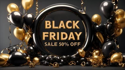Foto op Canvas Black friday sale poster made of foil balloon letters © Usman81