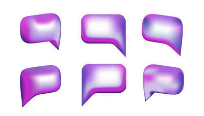 Violet 3d bubble speeches set vector illustration design.