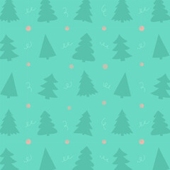 Christmas tree seamless pattern for print, background. Vector illustration
