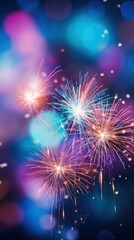 Fototapeta na wymiar Blurred fireworks in vibrant colors